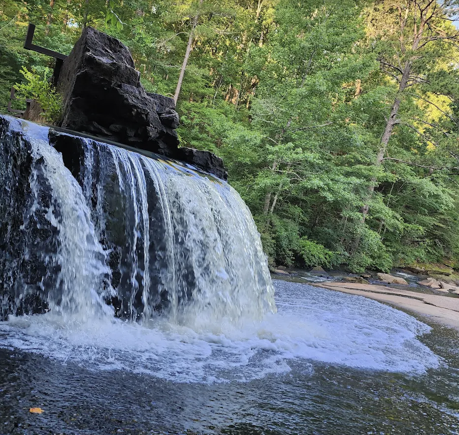 Waterfall along the trails at Cochran Mill Park in Chattahoochee Hills Georgia