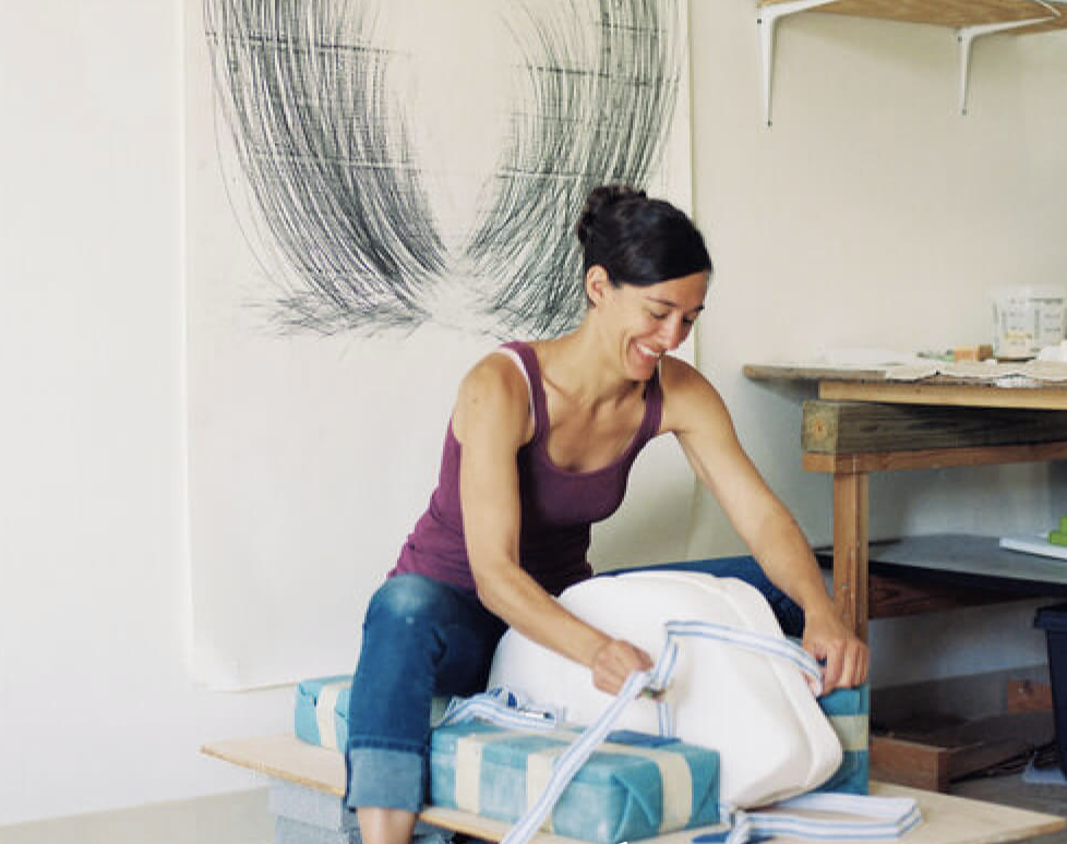 Rachel K. Garceau working with porcelain in her Serenbe art studio