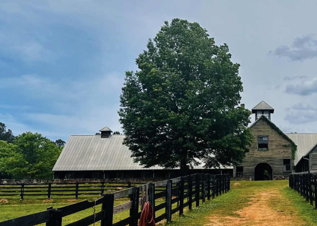 Soul Barn at Serenbe equestrian and wellness barn surrounded by pastures in Chattahoochee Hills, Georgia