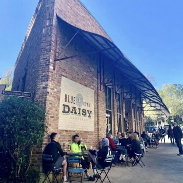 Patio dining at a Blue Eyed Daisy local restaurant in Serenbe and Chatt Hills