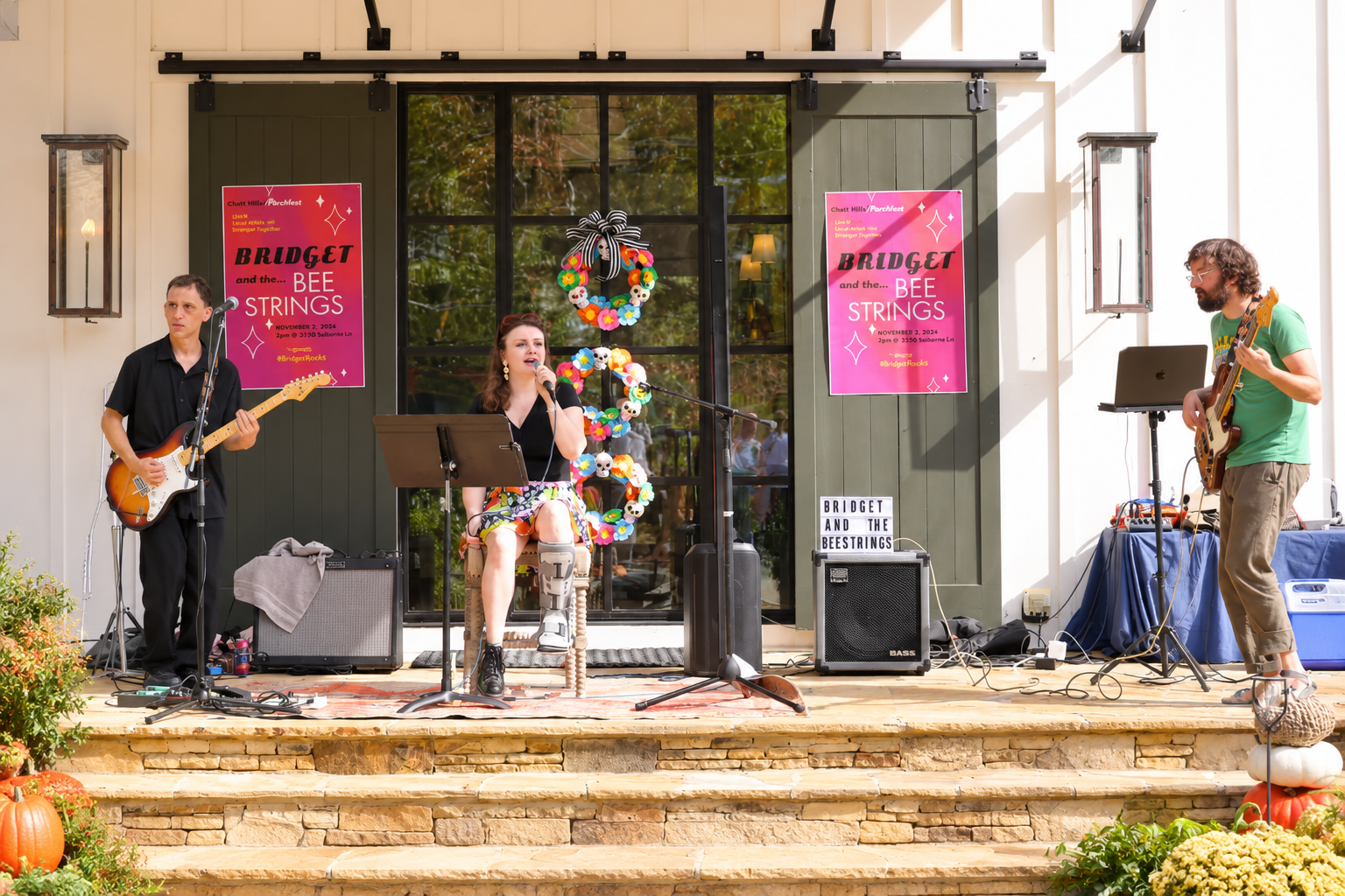 Live musicians performing at Chatt Hills Porchfest in Chattahoochee Hills, Georgia